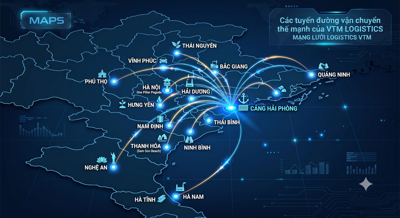 Bản đồ mạng lưới vận chuyển VTM Logistics